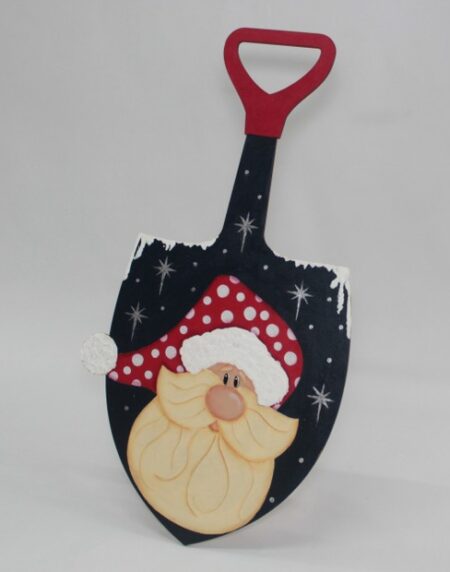 Figura de pala con muñeco papá Noel pintada a mano en MDF, elaborada con corte láser en Bogotá.