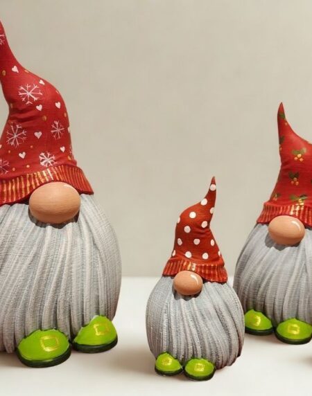 Set de tres gnomos navideños en impresión 3D de Laser Design Studio